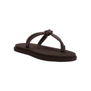 EMME PARSONS espresso Made In Italy Leather Knot Pool Slides